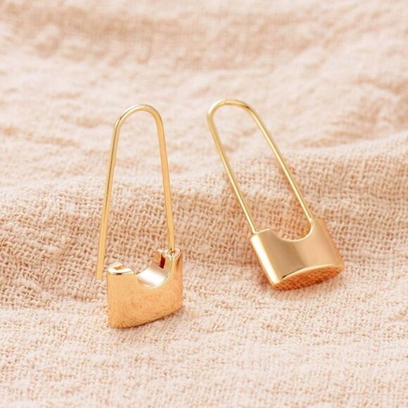 #31B 18K gold plated lock earrings - Picture 2 of 5